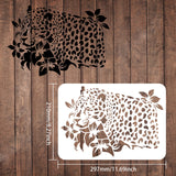 CRASPIRE Plastic Drawing Painting Stencils Templates, Rectangle, Leopard Pattern, 297x210mm