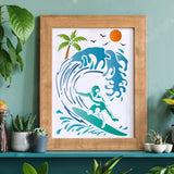 CRASPIRE Plastic Drawing Painting Stencils Templates, Rectangle, Summer Themed Pattern, 297x210mm