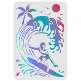 CRASPIRE Plastic Drawing Painting Stencils Templates, Rectangle, Summer Themed Pattern, 297x210mm