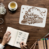 CRASPIRE Plastic Drawing Painting Stencils Templates, Rectangle, Train Pattern, 297x210mm