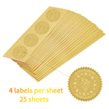 100pcs Embossed Gold Foil Torch Seals Self Adhesive Stickers