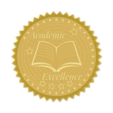 100pcs Embossed Gold Foil Academic Excellence Seals Self Adhesive Stickers - CRASPIRE