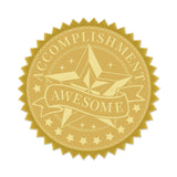 100pcs Embossed Gold Foil ACCOMPLISHMENT AWESOME Seals Self Adhesive Stickers