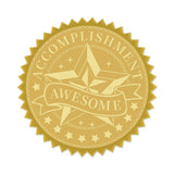 100pcs Embossed Gold Foil ACCOMPLISHMENT AWESOME Seals Self Adhesive Stickers