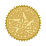 100pcs Embossed Gold Foil ACCOMPLISHMENT AWESOME Seals Self Adhesive Stickers - CRASPIRE