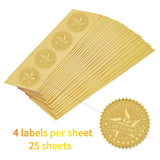100pcs Embossed Gold Foil ACCOMPLISHMENT AWESOME Seals Self Adhesive Stickers - CRASPIRE