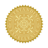 100pcs Embossed Gold Foil OUTSTRANDING EXCELLENCE Seals Self Adhesive Stickers