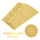 100pcs Embossed Gold Foil Snowflake Seals Self Adhesive Stickers
