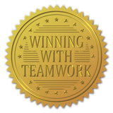 100pcs Embossed Gold Foil Certificate Seals/Winning With Teamwork