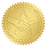 2 Inch Envelope Seals Stickers Shake Hands 100pcs Embossed Foil Seals Adhesive Gold Foil Seals Stickers