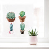 Craspire PVC Wall Sticker, Flat Round Shape, for Window or Stairway  Decoration, Cactus Pattern, 18x0.03cm, 4 style, 1pc/style, 4pcs/set