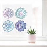 Craspire PVC Wall Sticker, Flat Round Shape, for Window or Stairway  Decoration, Flower Pattern, 18x0.03cm, 4 style, 1pc/style, 4pcs/set