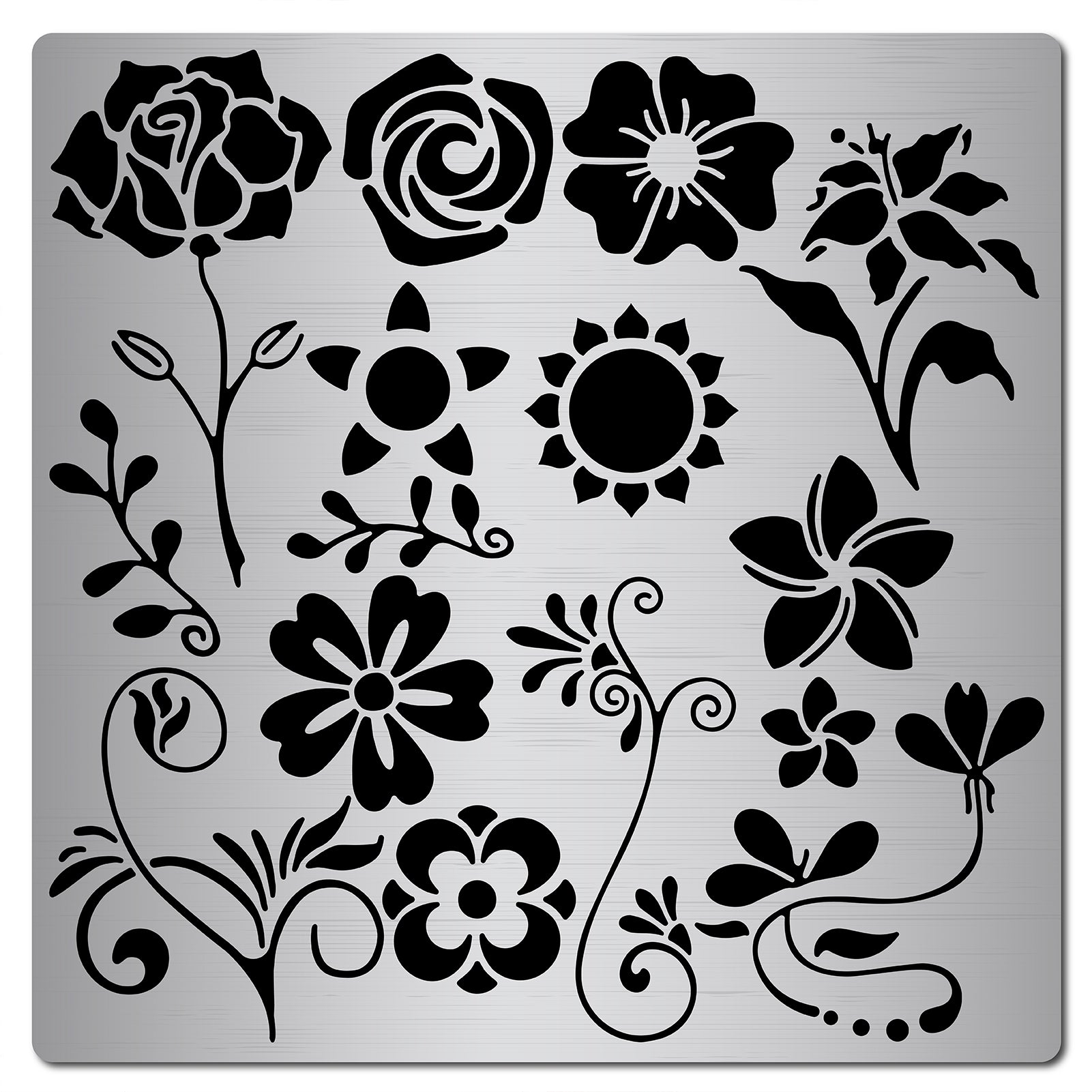 CRASPIRE Stainless Steel Cutting Dies Stencils, for DIY Scrapbooking/Photo Album, Decorative Embossing DIY Paper Card, Floral Pattern, 16x16x0.05cm