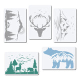 CRASPIRE Plastic Drawing Painting Stencils Templates, Rectangle, Deer Pattern, 20x30cm, 5pcs/set
