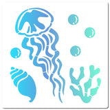 CRASPIRE PET Plastic Drawing Painting Stencils Templates, Square, White, Sea Animals, 30x30cm