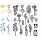 Craspire Rubber Clear Stamps, for Card Making Decoration DIY Scrapbooking, Flower Pattern, 22x18x0.8cm