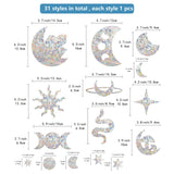 Craspire Waterproof PVC Colored Laser Stained Window Film Adhesive Stickers, Electrostatic Window Stickers, Moon Pattern, 350x840mm