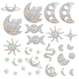 Craspire Waterproof PVC Colored Laser Stained Window Film Adhesive Stickers, Electrostatic Window Stickers, Moon Pattern, 350x840mm