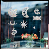 Craspire Waterproof PVC Colored Laser Stained Window Film Adhesive Stickers, Electrostatic Window Stickers, Moon Pattern, 350x840mm