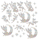 Craspire Waterproof PVC Colored Laser Stained Window Film Adhesive Stickers, Electrostatic Window Stickers, Angel & Fairy Pattern, 350x840mm