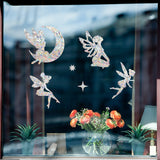 Craspire Waterproof PVC Colored Laser Stained Window Film Adhesive Stickers, Electrostatic Window Stickers, Angel & Fairy Pattern, 350x840mm