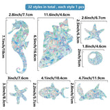 Craspire Waterproof PVC Colored Laser Stained Window Film Adhesive Stickers, Electrostatic Window Stickers, Sea Animals, 350x840mm