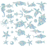 Craspire Waterproof PVC Colored Laser Stained Window Film Adhesive Stickers, Electrostatic Window Stickers, Sea Animals, 350x840mm
