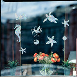 Craspire Waterproof PVC Colored Laser Stained Window Film Adhesive Stickers, Electrostatic Window Stickers, Sea Animals, 350x840mm