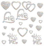 Craspire 21Pcs Waterproof PVC Colored Laser Stained Window Film Adhesive Stickers, Rectangle Electrostatic Window Stickers, Colorful, Rectangle, Heart Pattern, 840x350mm