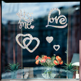Craspire 21Pcs Waterproof PVC Colored Laser Stained Window Film Adhesive Stickers, Rectangle Electrostatic Window Stickers, Colorful, Rectangle, Heart Pattern, 840x350mm