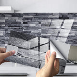 Craspire 3D Rectangle Waterproof PVC Wall Self-adhesive Tile Stickers, for Home Wall Decorative, Gray, 20x10x0.04cm, 24pcs/bag