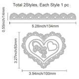 CRASPIRE Carbon Steel Cutting Dies Stencils, for DIY Scrapbooking/Photo Album, Decorative Embossing DIY Paper Card, Matte Platinum Color, Heart & Flower Pattern, Mixed Patterns, 10~13.4x14~8.3x0.08cm, 2pcs/set