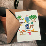 Seaside Resort Cutting Dies Beach Coconut Tree Crab Sandcastle Surfboard Die Cuts for DIY Scrapbooking Festival Greeting Cards Making Paper Cutting Album Envelope Decoration