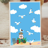 Beach Theme Die-Cuts Set Seagull Seashell Conch Cutting Dies for DIY Scrapbooking Festival Greeting Cards Diary Journal Making Paper Cutting Album Envelope Decoration