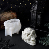1PCS SUPERFINDINGS 1pc Halloween Theme DIY Candle Silicone Mold Skull and Snake Resin Casting Molds White Fondant Mold Cake Mold Chocolate Mold for Resin Soap Candle Making Parties 44x92x74mm