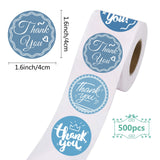 Craspire Thank You Sticker, Coated Paper Adhesive Stickers, Flat Round with Word, Floral Pattern, 4x4cm, 500pcs/roll