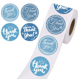 Craspire Thank You Sticker, Coated Paper Adhesive Stickers, Flat Round with Word, Floral Pattern, 4x4cm, 500pcs/roll