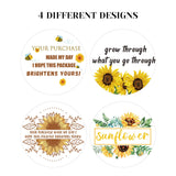 Craspire Thank You Sticker, Coated Paper Adhesive Stickers, Flat Round with Word, Sunflower Pattern, 4x4cm, 500pcs/roll