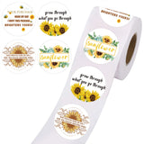 Craspire Thank You Sticker, Coated Paper Adhesive Stickers, Flat Round with Word, Sunflower Pattern, 4x4cm, 500pcs/roll