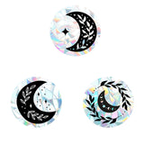 Craspire Flat Round with Moon Pattern PVC Laser Adhesive Stickers, Electrostatic Stickers, Black, 17.9x0.02cm, 3pcs/set