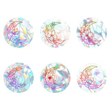 Craspire Flat Round with Moon Pattern PVC Laser Adhesive Stickers, Electrostatic Stickers, Colorful, 14.8x0.02cm, 6pcs/set