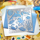 CRASPIRE Stainless Steel Cutting Dies Stencils, for DIY Scrapbooking/Photo Album, Decorative Embossing DIY Paper Card, Stainless Steel Color, Ocean Themed Pattern, 15.6x15.6cm