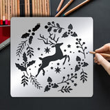 CRASPIRE Stainless Steel Cutting Dies Stencils, for DIY Scrapbooking/Photo Album, Decorative Embossing DIY Paper Card, Matte Style, Stainless Steel Color, Reindeer/Stag & Christmas Wreath, Christmas Themed Pattern, 15.6x15.6cm