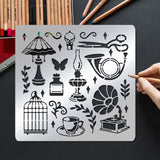 CRASPIRE Retro Theme Stainless Steel Cutting Dies Stencils, for DIY Scrapbooking/Photo Album, Decorative Embossing DIY Paper Card, Matte Stainless Steel Color, Mixed Patterns, 15.6x15.6cm