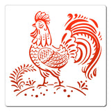 CRASPIRE PET Plastic Drawing Painting Stencils Templates, Square, Rooster Pattern, 25x25cm