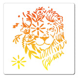 CRASPIRE PET Plastic Drawing Painting Stencils Templates, Square, Lion Pattern, 18x18cm