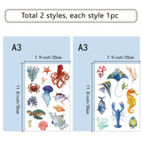 Craspire Custom Waterproof PVC Window Stickers, Ocean Themed Pattern, 30x20cm, 1 style/sheet, 2 style, 2 sheets/set