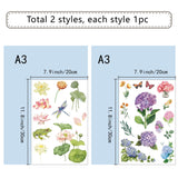 Craspire Custom Waterproof PVC Window Stickers, Flower Pattern, 30x20cm, 1 style/sheet, 2 style, 2 sheets/set