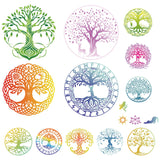 Craspire Custom Waterproof PVC Window Stickers, Tree of Life Pattern, 30x20cm, 1 style/sheet, 2 style, 2 sheets/set