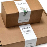 Craspire Thank You Theme PVC Self Adhesive Stickers, Waterproof Flower Decals for Gift Sealing, Rectangle, White, 15x6cm, 50pcs/roll